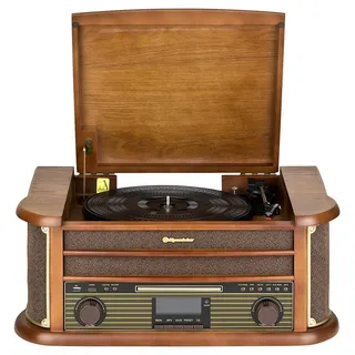 Roadstar HIF-1993 D+BT Plattenspieler (Retro Kompaktanlage mit CD-Player, DAB+, Bluetooth, Kassettendeck, USB und Direct Encoding-Funktion)