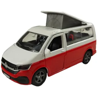 Kids Globe VW Transporter Wohnmobil Die Cast Pull Back 13,5cm, Spielzeug für Kinder, 520362, Rot