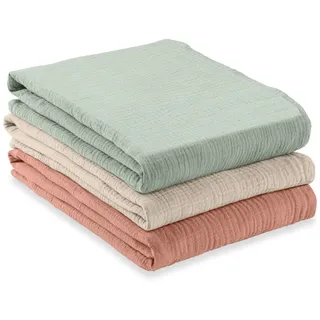 hauck Cuddle N Clean, Musselintuch 3er-Pack, Sage/Beige/Cork