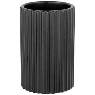 Schöner Wohnen Zahnputzbecher , Schwarz , Keramik , 8x12x8 cm , Badaccessoires, Zahnputzbecher