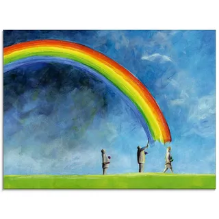 ARTland Glasbild Regenbogen malen Größe: 80x60 cm - Blau