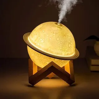 LED-Licht-Beleuchtung-3D-Maan- Nachttischlampe mit Aroma-Diffusor- Luftfeuchtigkeit-Regler- für Wohnzimmer, Schlafzimmer, Büro und Kinderzimmer - Weiß