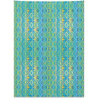 Abakuhaus Geometrisch Wandteppich, Zickzack-Azteken-Design aus Weiches Mikrofaser Stoff Kein Verblassen Klare Farben Waschbar, 110 x 150 cm, Braun Gelb Türkis Blau - Braun