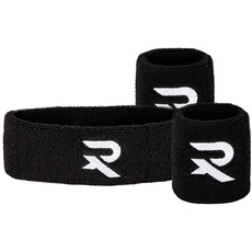Raquex Stirnbänder und Armbänder. Dehnbares Baumwollmaterial. Gute Passform (Schwarzes Set)