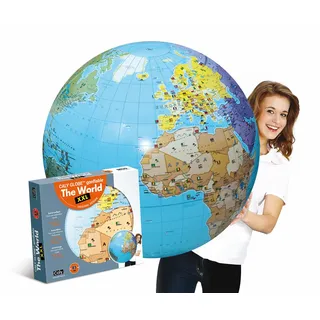 Caly HCM Kinzel - Aufblasbarer Caly Globus - Die Welt XXL - Spielerisch die Welt erkunden - Grau - 85 cm Umfang