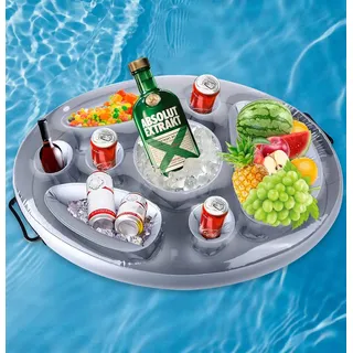 BNGXR Aufblasbarer Getränkehalter, Poolbar 2in1 Getränkehalter und Snackhalter, Große Kapazität Floating Coasters Aufblasbar Pool Getränkehalter für Pool Party Wasser-Spaß