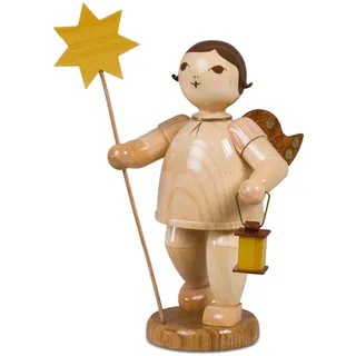 Engel mit Stern und Lampe mit Krone Höhe ca 22cm NEU Holzengel Holzfigur