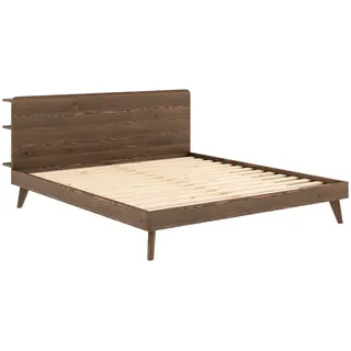 Karup Design »RETREAT BED«, aus Kiefer massiv mit Lattenrost, Kopfteil mit 3 Ablagen