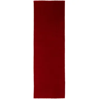 carpetfine Gabbeh Lola Uni Wollteppich 60 x 180 cm Rot