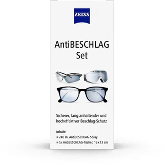 ZEISS AntiBeschlag-Spray mit 240ml Inhalt inklusive 5x AntiBeschlag-Tücher für einen lang anhalzenden Beschlagschutz - auch bei hoher Luftfeuchtigkeit