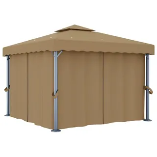 vidaXL Pavillon mit Vorhang 3x3 m Taupe Aluminium - Taupe