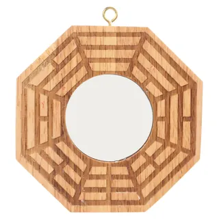 Bagua-Spiegel aus Holz, konkav, für den Außenbereich, Tür-Anhänger, bringt Reichtum, Glück, Dekoration