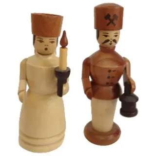 Miniaturfigur Engel & Bergmann natur Höhe=7cm NEU Weihnachten Seiffen Kerzen