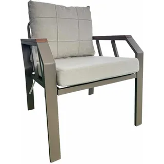Hanah Home Robustes Garten-Lounge-Set (5-teilig), Beige, 100% Metall & pflegeleichter Stoff | 3-Sitzer-Sofa & Ohrensessel | Stilvoll & komfortabel