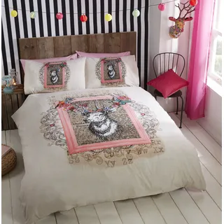 Eclectique Betten den Antik Hirsch King Bettbezug und passende Kissenbezüge Set