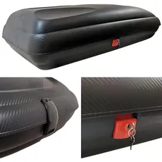 Dachbox VDPBA320 320 Ltr Carbonlook abschließbar + Stahl Dachträger Menabo Tema für VW Touareg (SUV 5 Türer) 2010-2013