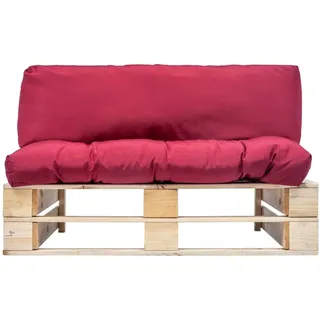 vidaXL Outdoor-Sofa Paletten mit Kissen in Rot Kiefernholz - Rot