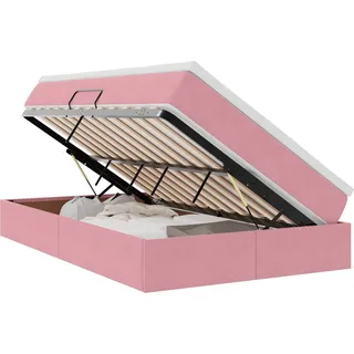 vidaXL Aufbewahrungsbett mit Matratze Rosa 120 x 200 cm Samt - Rosa