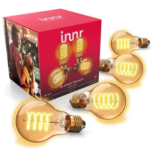 innr Zigbee E27 Smart Lampe, funktioniert mit Alexa und Hue* (Bridge erforderlich), Filament LED Glühbirne, Warmweiß, Dimmbar, Smart Home Lampe, 550lm, 4 Stück