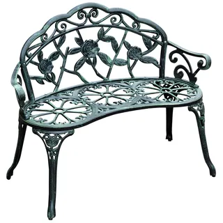 Gartenbank Parkbank 2-Sitzer aus Metall, Vintage Design Antik Grün - Grün