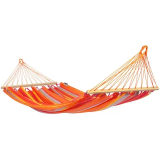 La Siesta Hängematte , Gelb, Orange, Rot, Hellgrau , Holz, Textil , Bambus , 140x300 cm , wetterbeständig, UV-beständig, regenabweisend , Gartenmöbel, Gartenschaukeln, Hängematten