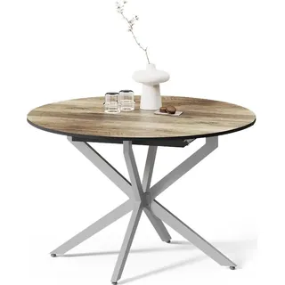 Livinity Esstisch Firenze, 120 x 120 cm ausziehbar, Eiche rustikal/Grau/Grau - Braun, Grau