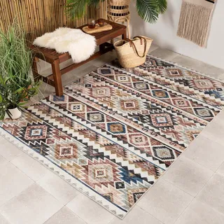 Kelim Outdoor Teppich - Lira Inca - 200x290 cm - Wohnzimmer, Balkon, Garten, Terrasse, Wintergarten - FRAAI | Home & Living - Boho, Orientalisch - Bunt