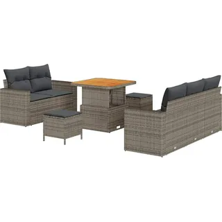 vidaXL Gartensofa-set mit Kissen 8 pcs Grau Poly-Rattan - Grau