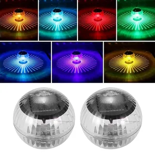 KQWVZ Solar Schwimmende Pool Licht, 2 Stück LED Pool Lichter Schwimmend, Schwimmlichter Solar mit 7 RGB Farbwechsel, SolarTeichbeleuchtung, Poolbeleuchtung Schwimmendsfür PoolGarten Deko