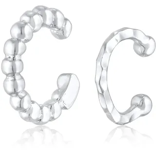 Schmuckset ELLI "Ohrringe Earcuff 2er Set Dots Hammerschlag 925 Silber" Gr. 13, silber, Schmuck_Sets, Damen, 13, Schmuckset