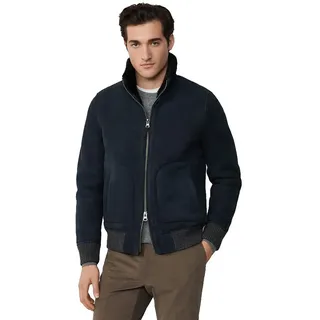 Hackett Shearling Bomber Lederjacke - Midnight Blue - M
