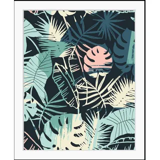 Queence »Becka« Blätter Kunst Modern Pflanzen Pflanzenbilder HD Premium Poster-Druck inkl. Holzrahmen,