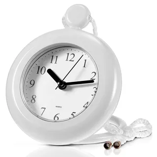 Weewooday wasserdichte Badezimmer-Uhr, klein, digital, weiß, Dusch-Wanduhr mit leicht ablesbarem Zifferblatt für Badezimmer, Poolzubehör (Schlüsselband)