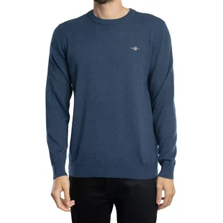 GANT Herren, Classic Cotton C-Neck Pullover, Dark Jeansblue melange), L,