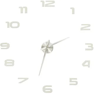 KIK - Große Wanduhr 80-120 cm silber 12 Ziffern - Weiß