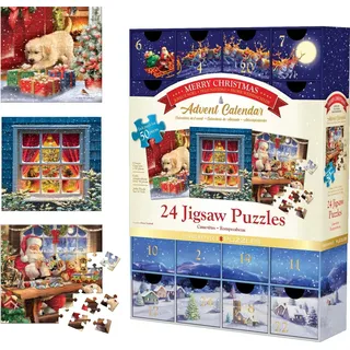 EUROGRAPHICS Puzzle Adventskalender Frohe Weihnachten 24x50 Teile