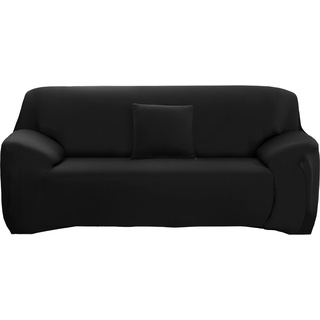 ele ELEOPTION Sofa Überwürfe Sofabezug Stretch elastische Sofahusse Sofa Abdeckung in Verschiedene Größe und Farbe Herstellergröße 235-300cm (Schwarz, 4 Sitzer für Sofalänge 220-300cm)