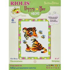 Riolis Kreuzstich-Set Tiger, Baumwolle, Mehrfarbig, 15 x 18 x 0.1 cm