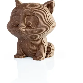 EWA Eco-Wood-Art COINBANK: CAT Einmal zusammengebaut, Wird Dieser 3D-Innenbaukasten zu einem funktionalen Sparschwein mit einem Schlüssel zum Öffnen