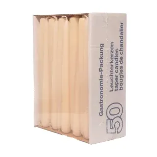 Leuchterkerze champagner, Spitzkerzen 24 cm lang, 1 Packung = 50 Stück