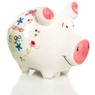 Logbuch-Verlag Sparschwein Engel Spardose für Mädchen Geschenk Geldgeschenk Verpackung Taufe Geburtstag Glücksschwein rosa