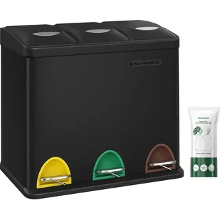 Songmics Mülleimer 3 x 8 l Schwarz