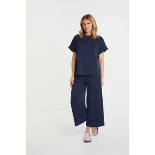 Culotte RICHROYAL "2409 T Peach Culotte", Damen, Gr. XL, N-Gr, blau (midnight blau), Web, Obermaterial: 52% Modal, 42% Polyester, 6% Elasthan, knöchellang, Hosen Culotte, aus fester, gepeachter Qualität, Topseller