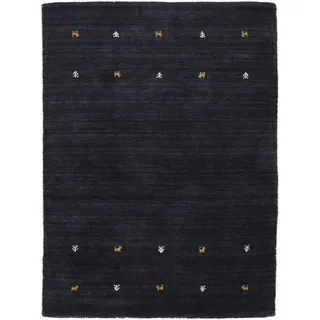 carpetfine Gabbeh Uni Wollteppich 60 x 90 cm Schwarz