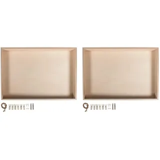 Rayher Hobby Rayher 62817000 Holz-Rahmen mit Holz-Rückwand, 36x25 cm, Tiefe 5 cm, mit Kordel, Aufhänger, Schrauben, Klammern für Dekorationen, ohne Glas, Beige, Groß (Packung mit 2)