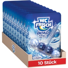 WC FRISCH Kraft Aktiv Blauspüler Chlor (10er Pack), WC Reiniger mit innovativer Geruchs-Stopp-Formel, Duftsteine für extra Frische und eine sichtbare Reinigung
