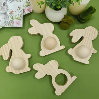Eierbecher Holz, Serviettenringe Ostern Holz 4 Set, Eierbecher Lustig Eierbecher Ostern für Brunch und Frühstück Witzige Ostern Dekoration