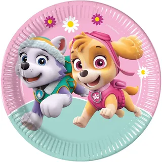 Procos 93442 - Party-Teller Paw Patrol Skye und Everst, Größe 23 cm, 8 Stück, Einwegteller aus Papier, Kindergeburtstag, Party-Geschirr, FSC® Mix