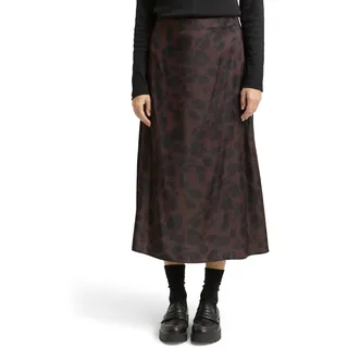 Satinrock TOM TAILOR "High waist maxi", Damen, Gr. 42, braun schwarz big leo print, Satin, Obermaterial: 62% Viskose, 38% Polyester, bedruckt, regular fit kniebedeckend, Röcke Satinrock, mit verdecktem Reißverschluss