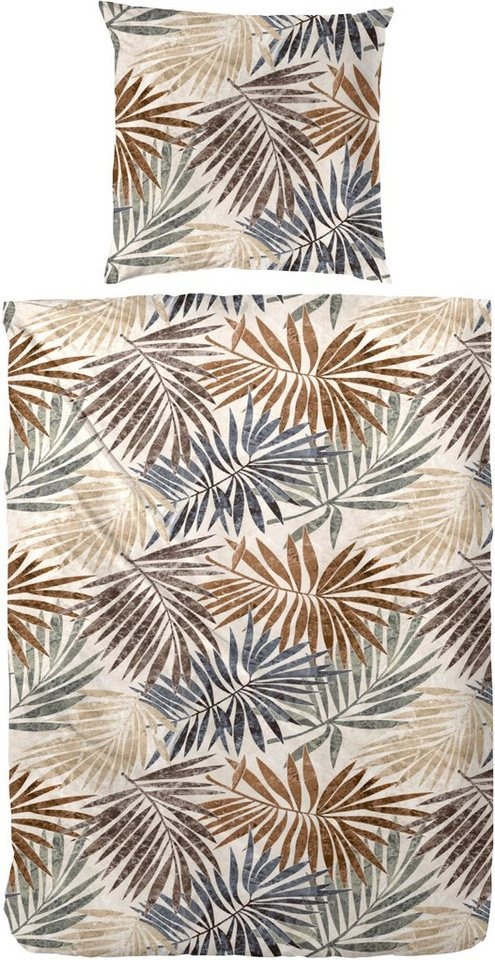 Bild von »Mako-Satin Bettwäsche Palmeral«, (1 tlg.), mit beruhigenden Palmenblättern, beige braun natur 243224-78